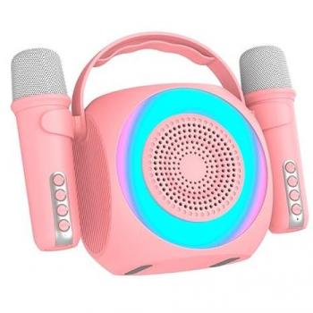 Altavoz Bluetooth Portátil Karaoke Cool 6W con 2 Micrófonos Rosa