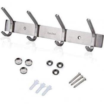 bedee Perchero Pared, Toallero Baño Adhesivo Ganchos de Perchero de Montaje en Pared 4/8 Ganchos para Colgar Acero Inoxidable Ganchos para la Dormitorio Pared de la Cocina de Baño