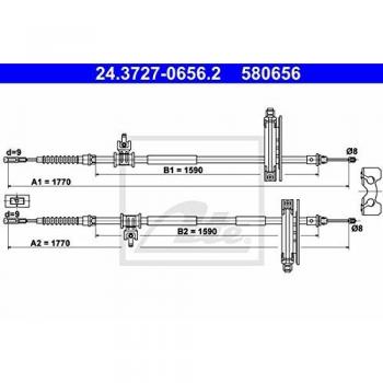Cable de freno de estacionamiento ATE 24.3727-0656.2
