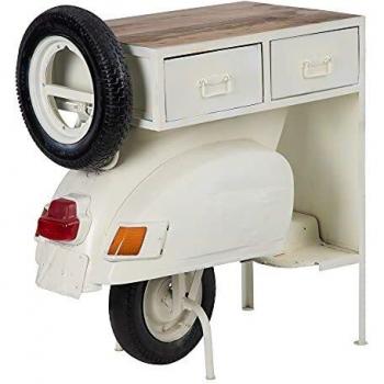 Consola Moto con 2 cajones Beige de Madera y Metal de 80x60x100 cm - LOLAhome