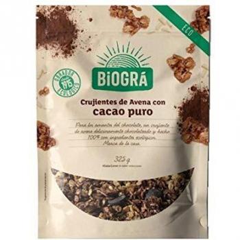BIOGRÁ - Crujientes de Avena con Cacao Puro, Apto para Veganos, Perfecto para Acompañar con tu Bebida Vegetal Favorita, Leche o Yogur, 325g