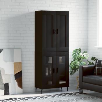 Aparador alto de madera contrachapada negro 69,5x34x180 cm
