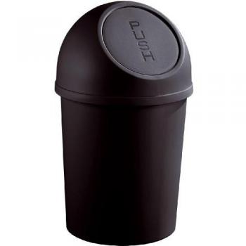 Cubo de basura negro helit 13L con tapa a presión H490xØ253mm