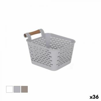 Cesta Multiusos Confortime Plástico con Asas de Madera 13 x 11 x 8 cm (36 Unidades)