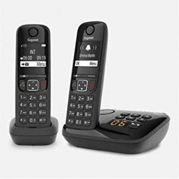 Gigaset AS690 Duo Teléfono Cordless DECT Negro con Identificador de Llamadas y Pantalla de 2