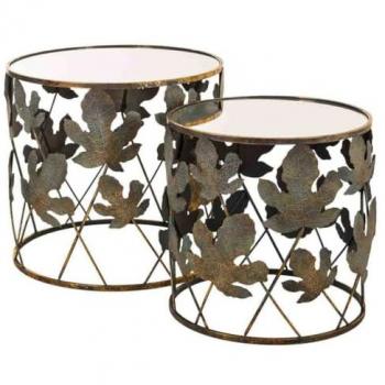 WANDERLUST DECO Set de 2 Mesas Auxiliares de Metal Doradas 60x60x56h y 50x50x50h Cm - Diseño Moderno y Resistente