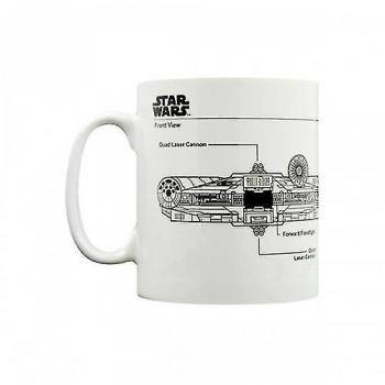 Taza Bosquejo del Halcón Milenario de Star Wars, color Blanco/negro, tamaño One Size