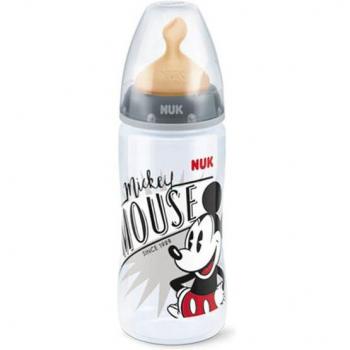 NUK First Choice+ Biberón PP Disney Mickey Mouse Tetina de Látex Tamaño 1M (0-6 Meses) 300ml