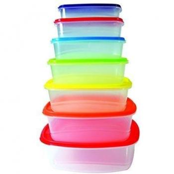 Jocca 4462 - Set de 7 recipientes de plástico con tapas de colores