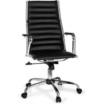 AMSTYLE Silla de Oficina Ginebra 1 tapicería de Cuero Artificial Silla de Escritorio Negro X-XL 110 kg Altura de la Silla ejecutiva Silla giratoria Regulable