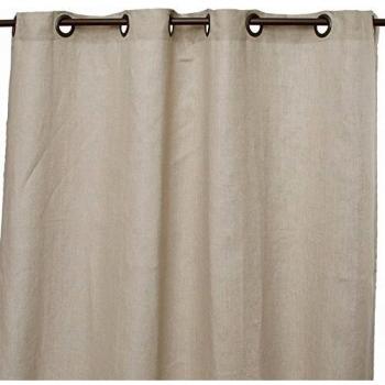 Cortina Floral de Lino 100% con Ojetes, Motivos Florales, 140 x 250 cm, Naranja