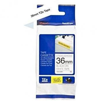 Cinta Laminada Brother TZES261 Extra Adhesivo Negro sobre Blanco 36mm de Ancho y 8m de Longitud