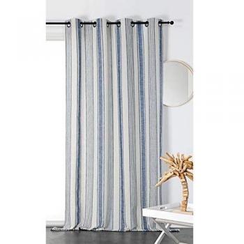 Cortina Vintage Rayada Azul - Efecto Tamiz - 145 x 265 cm