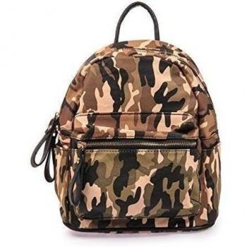 La Modeuse-Mochila de piel sintética con estampado de camuflaje marrón