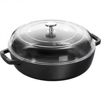 Cacerola de Hierro Fundido Staub con Tapa de Cristal, 26 cm, Negra