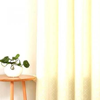Deconovo Cortinas Aislantes Térmicas para Ventanas de Dormitorio de Diseño Marroquí con Ojales 2 Piezas 132 x 183 cm Beige