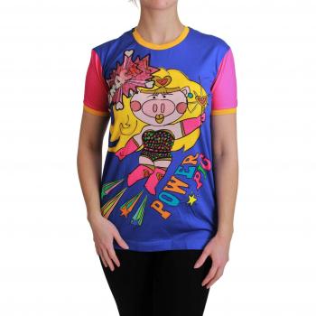 Dolce & Gabbana Purple PIG SUPERGIRL Top Cotton T-shirt - IT44|L, Female, Multicolor, Size: M Year of the Pig Crewneck T-shirt