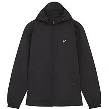 Chaqueta impermeable con capucha y cremallera Lyle & Scott, tallas grandes, color negro