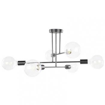 Lámpara de techo industrial moderna de metal negro 33 cm con 6 luces sin pantallas Kidane