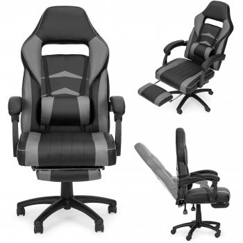 Silla gaming Viking Choice con reposapiés 67x63x127cm cuero ecológico negro-gris