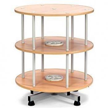 Columna Giratoria para Archivadores Ø 800 mm, Mesa de 2 Niveles, Decoración en Madera de Haya