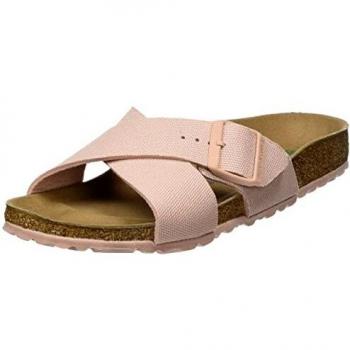 Birkenstock Arizona Soft Pink Rivet Logo Textile Slides Sandals