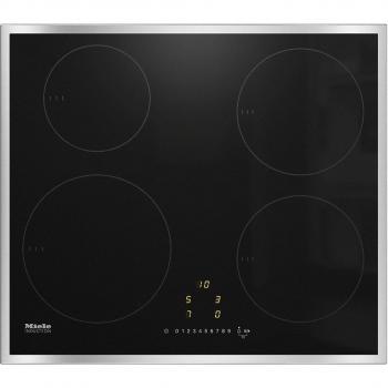 Miele KM 7201 FR Placa de Inducción, 4 Zonas de Cocción, Cerquillo Perimetral de Acero Inoxidable, 56 cm, Color Negro