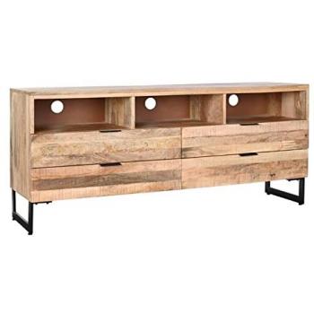 Mueble de TV DKD Home Decor Natural Negro Metal Madera de Mango 150x40x65 cm