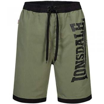 Bañador Lonsdale Clennell para Hombre 5XL, Color Negro/Olivado, con Forro de Malla y Material 100% Poliéster