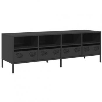 Mueble para TV Acero Laminado en Frío Negro 135x39x43,5 cm, Soporte de TV, Aparador de TV, Mueble Bajo, Banco de TV, Mueble de Metal