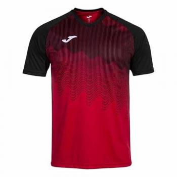 Camiseta de fútbol Joma Tiger IV de manga corta para hombre en color rojo y negro