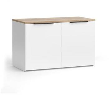 Aparador Wido, Blanco/Sonoma, 80 x 50 cm con 2 puertas