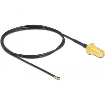 Cable Antena SMA Hembra a MHF 4L LK Macho - 50 cm - 1.37 mm - Coaxial - Color Gris/Negro