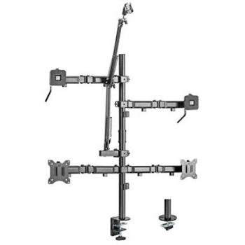 Soporte de Escritorio Kimex Streaming 2 para Doble Monitor con Luz, Cámara y Micrófono (17-32)
