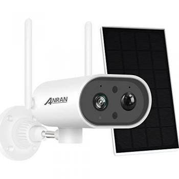 ANRAN Cámara de Vigilancia WiFi Exterior con Batería Recargable y Panel Solar, 1080P Solar Camara IP con 180° Pan, Visión Nocturna Detección de Movimiento PIR Audio Bidireccional, S02 Blanco