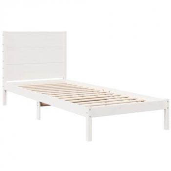 Cama extralarga sin colchón madera maciza blanca 100x210 cm