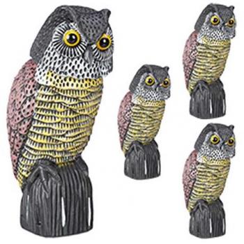Búhos Espantapájaros Multicolor con Cabeza Giratoria - Decoración de Jardín y Ahuyentador de Aves (4 Unidades)