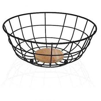Frutero Versa Negro 28 x 12 x 28 cm Madera de caucho Acero Hierro