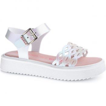 Sandalias de niña Pablosky 871700, materiales reciclados, color blanco, con hebilla