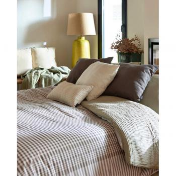 Funda nórdica de algodón popelín 400 hilos cama 90 Prades marrón 180 (260x240 cm)