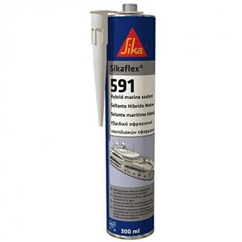 Sellador multipropósito Sika Sikaflex 591, 300 ml, Blanco, elástico para aplicaciones marinas, sellado de juntas interior y exterior