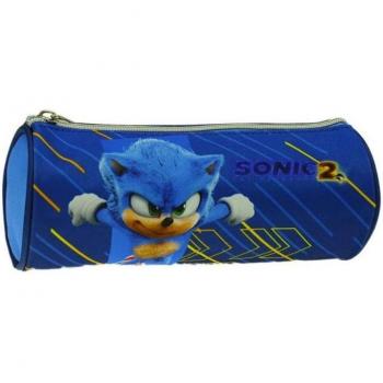 Estuche Portatodo Sonic 2, dimensiones 21x7x7 cm, diseño temático de Sonic, capacidad para dos tubos