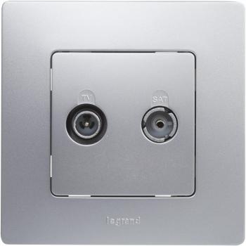 Legrand Niloé - Toma TV-R/Sat Intermedia Monoblock, Color Aluminio, Mecanismo Completo 396486