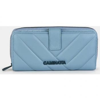 Billetero rectangular con cremallera y solapa celeste