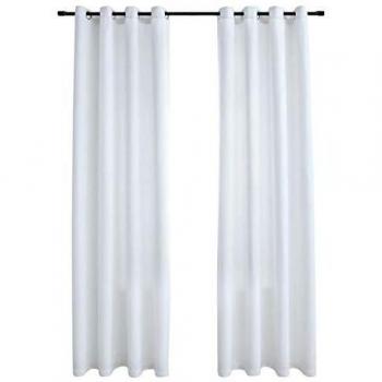 vidaXL Cortinas opacas anillas de metal 2 pzas blanco crudo 140x245 cm
