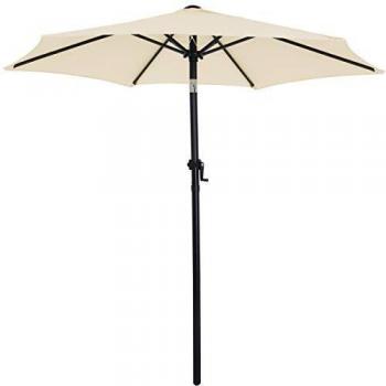 Sombrilla de Jardín Beige Ø200cm con Protección UV 80+ y Manivela Plegable