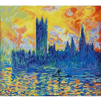 Kit de Pintura con Diamantes Parlamento de Londres en Invierno (Después de Monet) - Intermedio, 46 x 41 cm