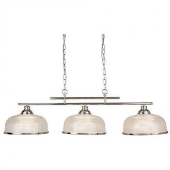 Lámpara Colgante de Techo Bistro 3 Luces Satinado Plata con Pantallas de Vidrio Transparente E27