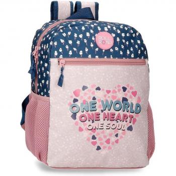 Mochila Preescolar Roll Road One World con diseño de mapamundi y bolsillos laterales