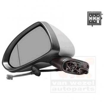 Espejo retrovisor VAN WEZEL 3750807 con ajuste eléctrico, cristal convexo, acabado en negro y diseño específico para el lado izquierdo del vehículo